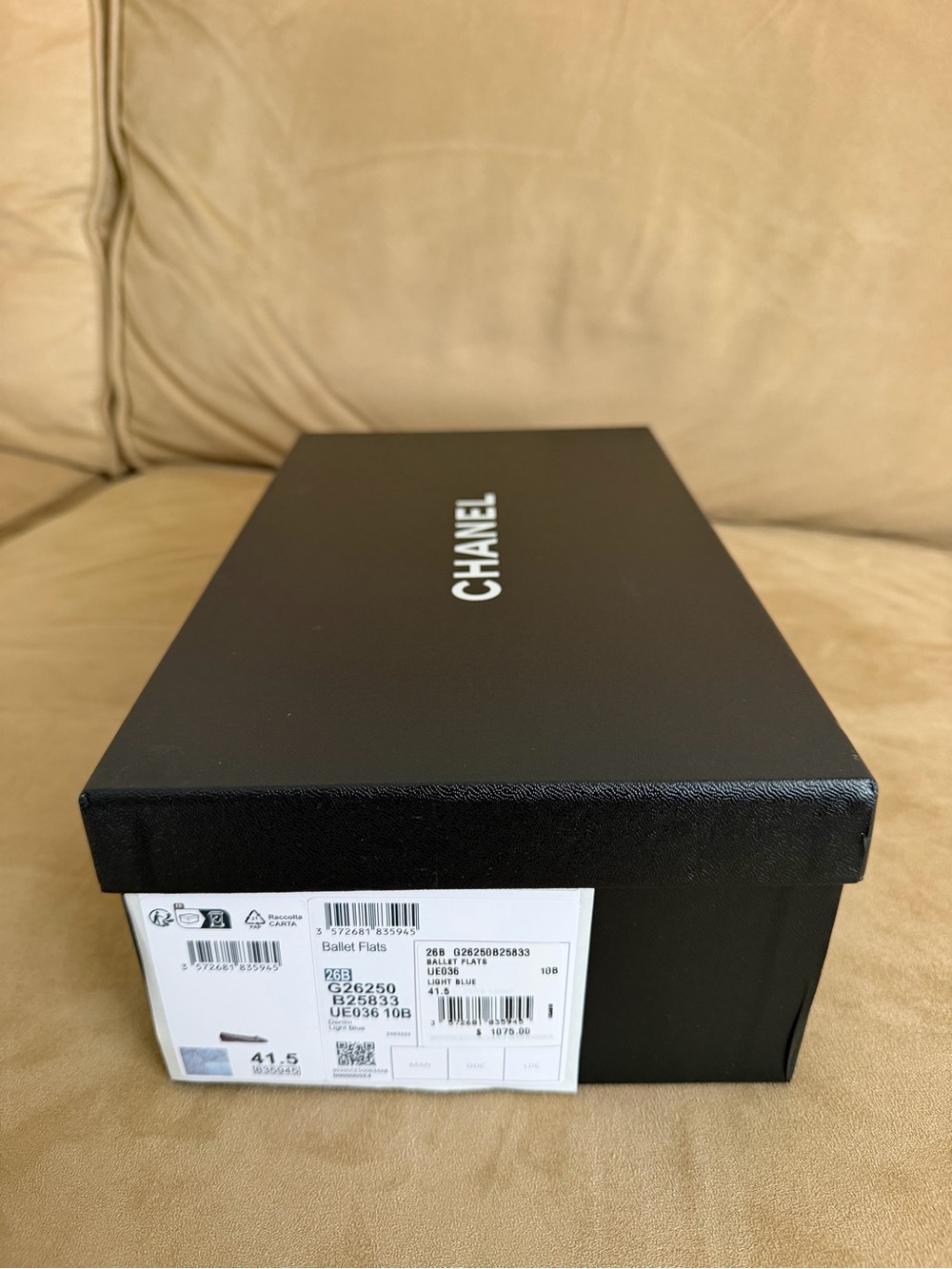 CHANEL Light Denim Quilted Ballet Flats with Bow - Size 41.5 - Picture 7 of 8